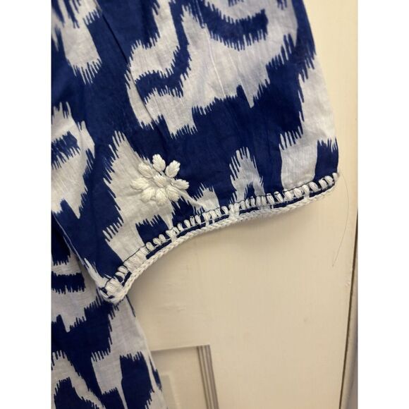 Liza Byrd Key Biscayne Blue Ikat Embroidered Tunic Size S $128 - Picture 7 of 8